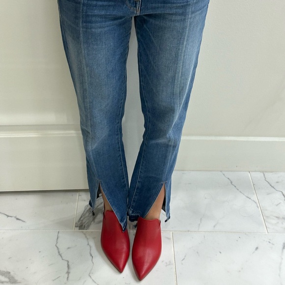 Veronica Beard 8.5 Red Leather Women's Pointed Toe Mule Heels - Picture 5 of 7